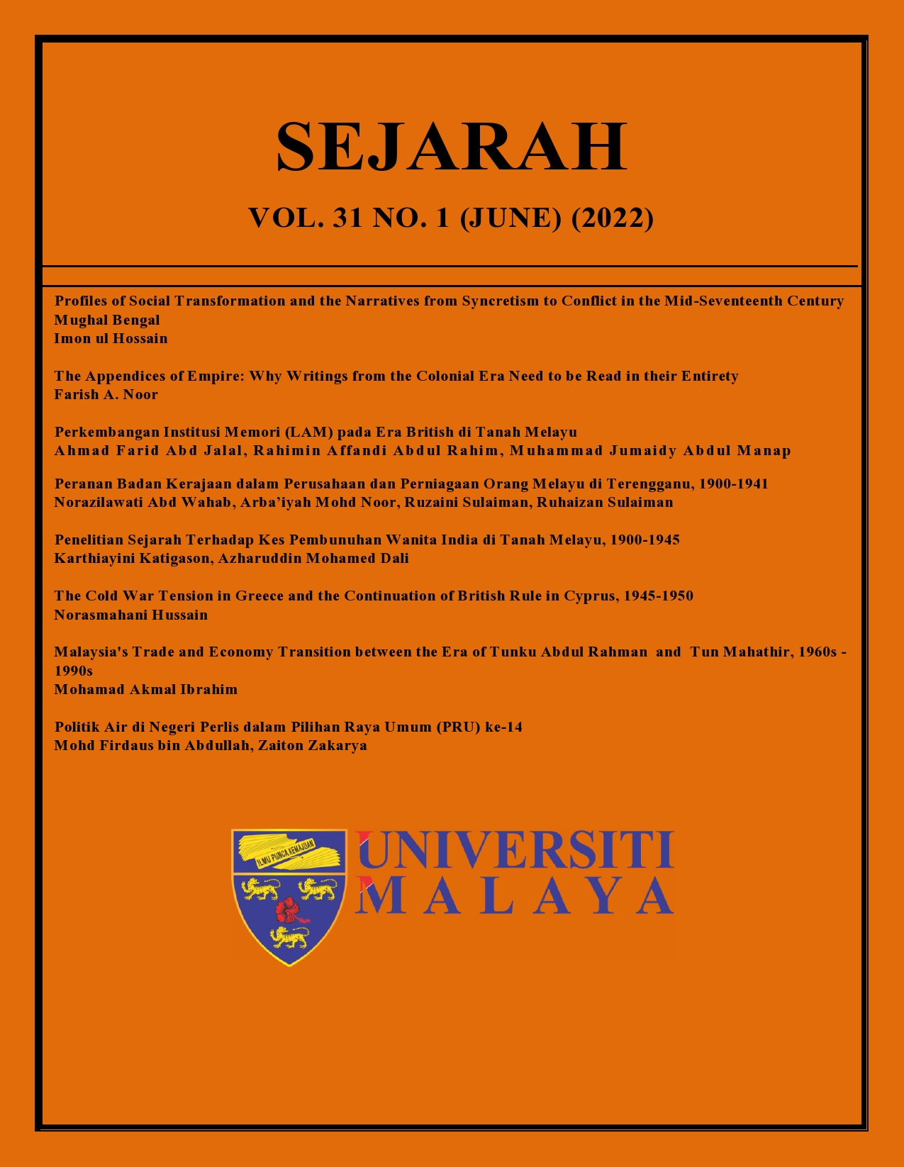 					View Vol. 31 No. 1 (June) (2022): SEJARAH
				