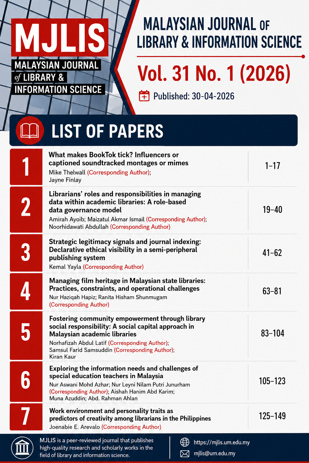 List of paper Vol.31 No 1 (2026)